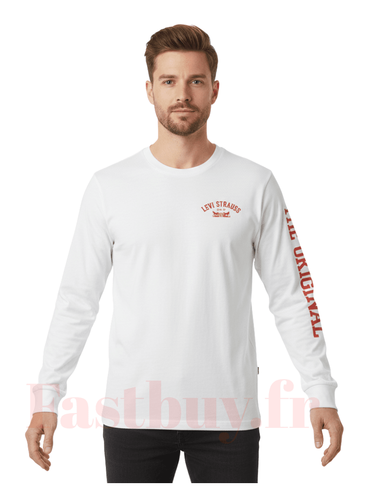 T-Shirt Levi's Manche Longue Graphic Authentic The Original Blanc Levis