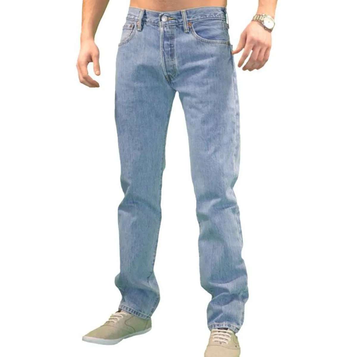 Levis 501 original fit jeans light broken US