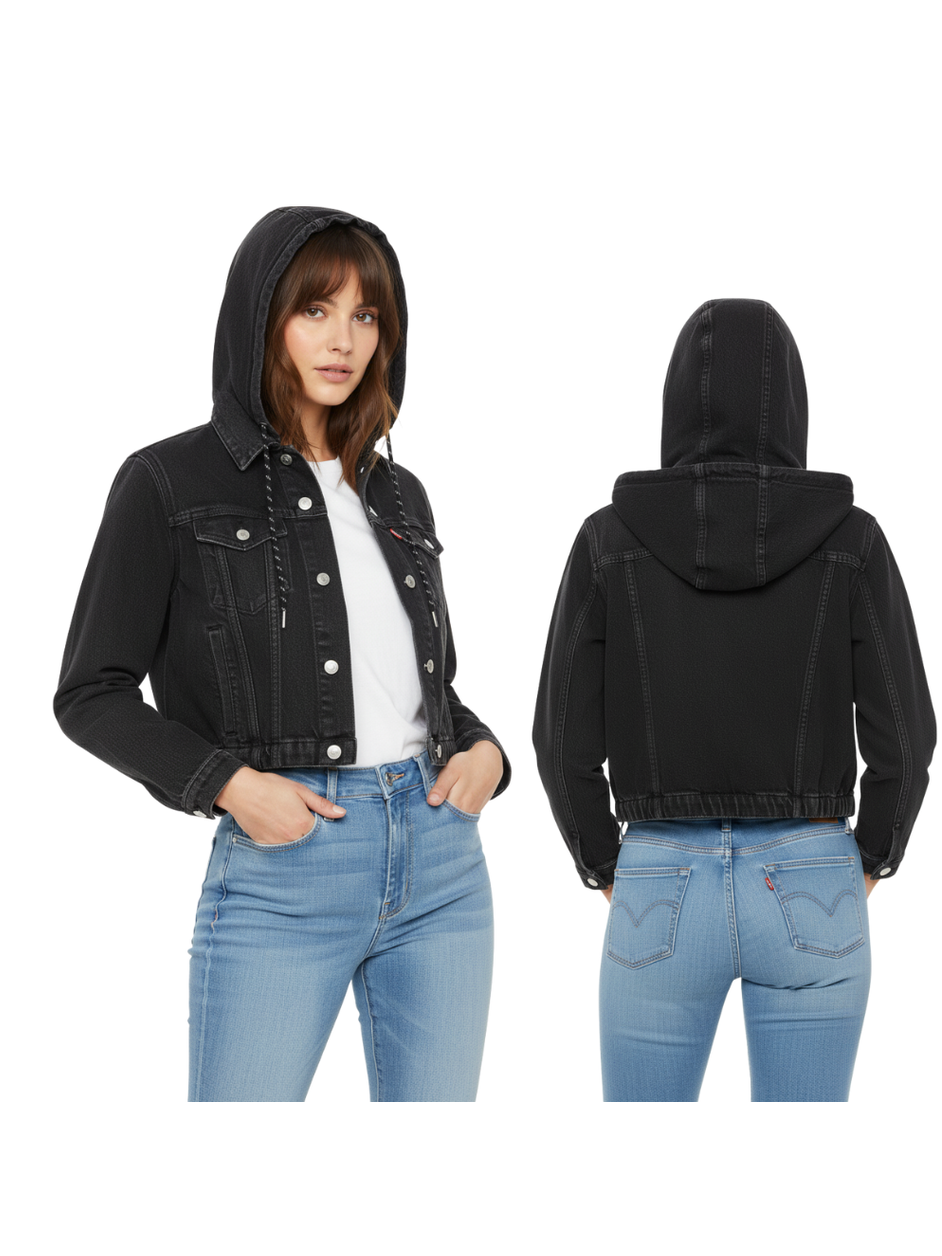Veste Levis Crop à Capuche Noir 856790000 Levis